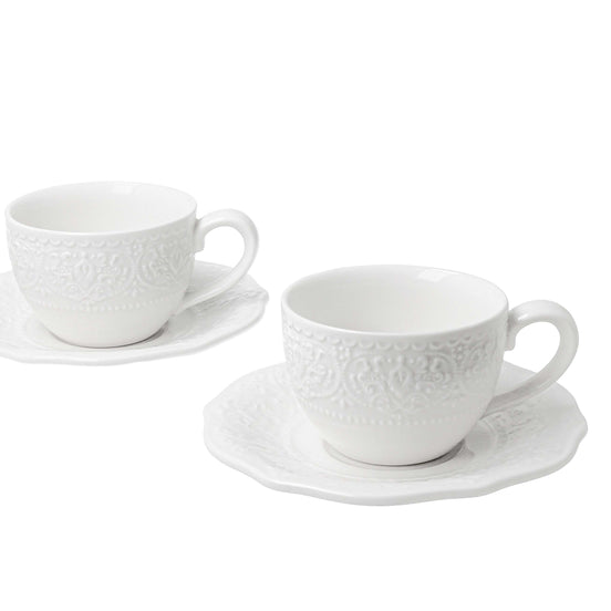 Set 2 cești espresso cu farfurii ALICE – 110 ml