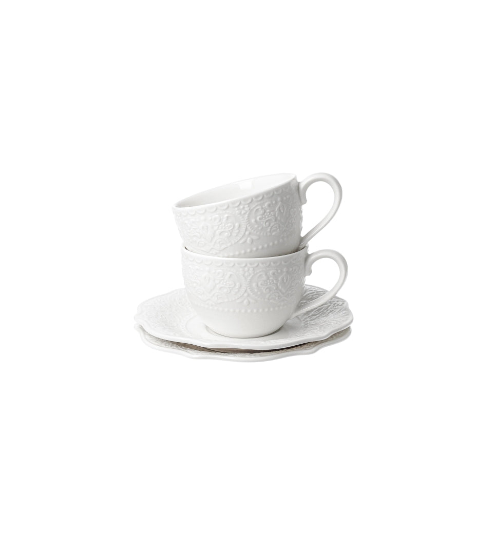 Set 2 cești cu farfurii ALICE – 210 ml