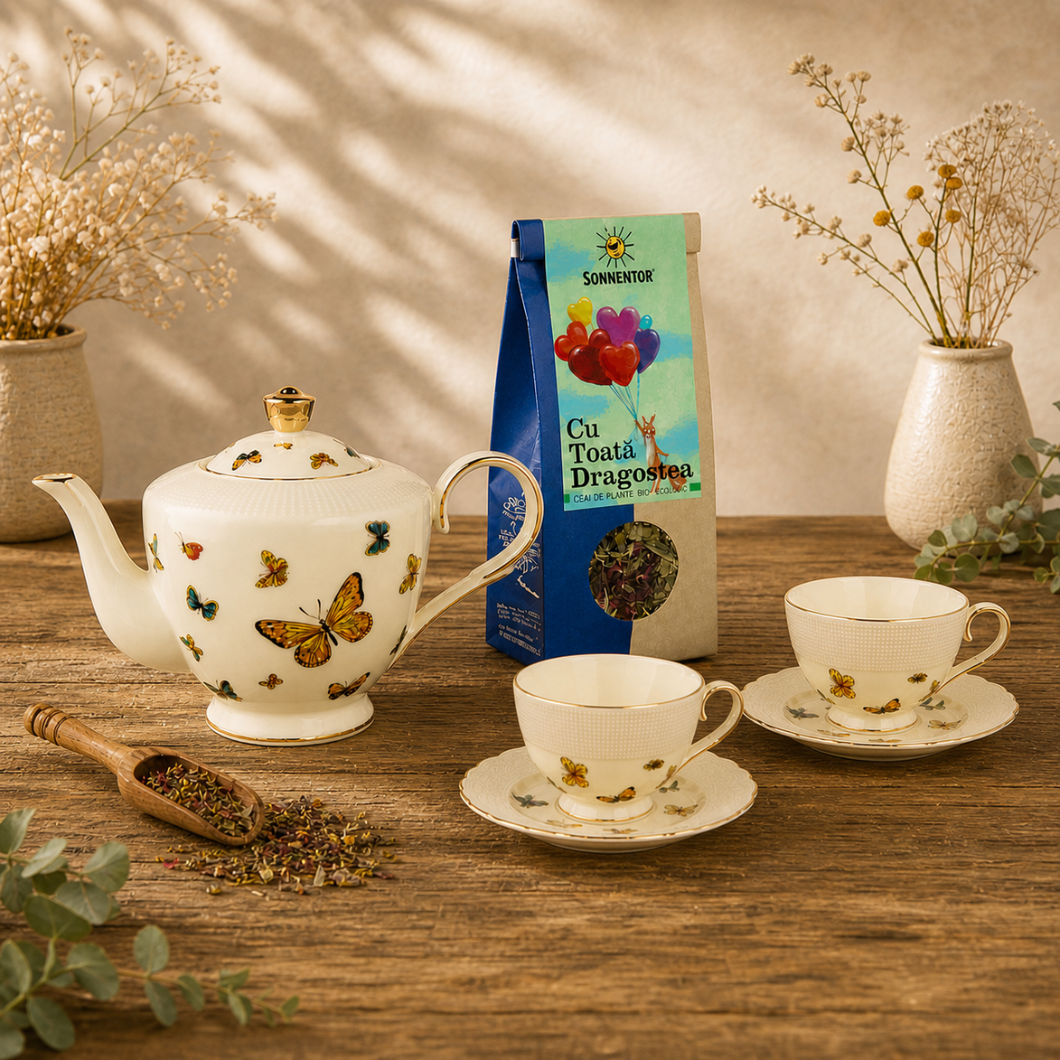 Ceainic din porțelan BUTTERFLIES – 1,5 L