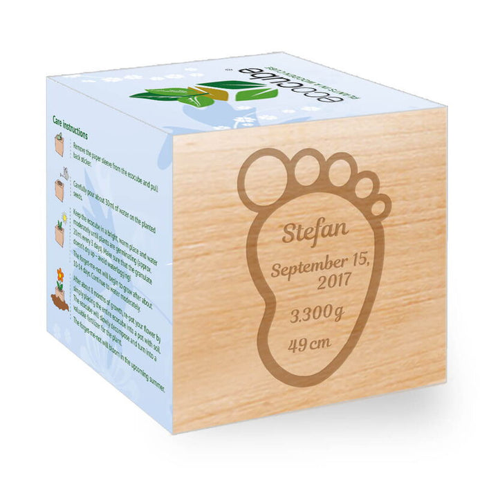 Mărturie Ecocube: Amprentă - Personalizabil (min 30 buc)