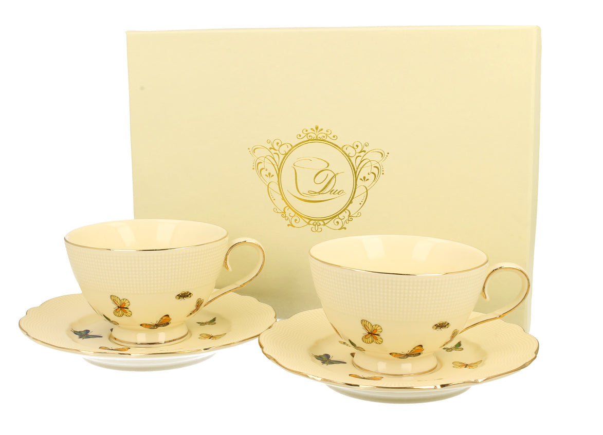 Set de două cești și farfurii BUTTERFLIES